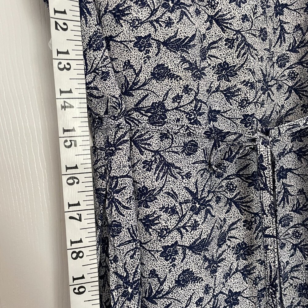 Vintage J.Jill LTD Maxi Dress Small Blue White Floral Sleeveless Rayon USA Made - Picture 9 of 14
